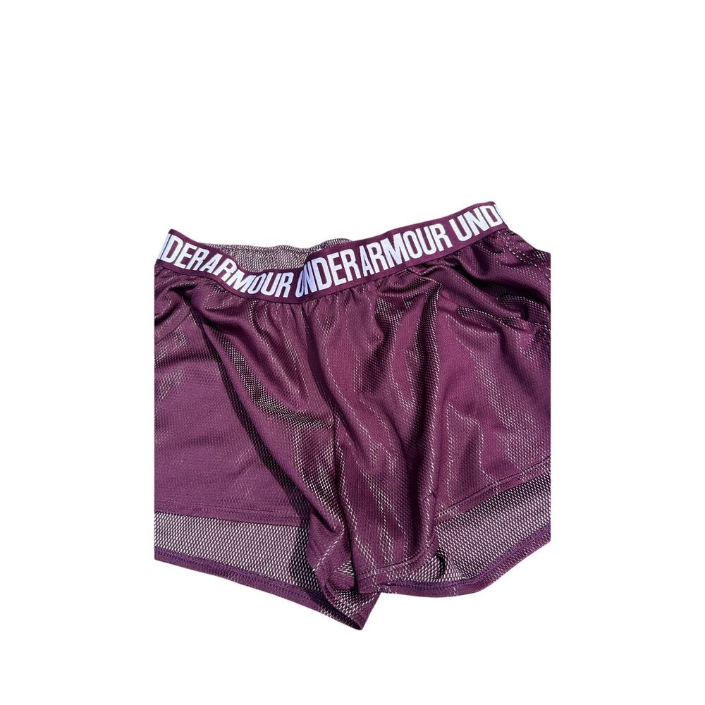 Under Armour Womens M Tech Play Up Shorts Medium Maroon Dark Purple Gym Workout